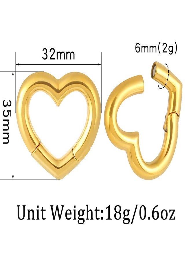Earblity 2PCS Gold Peach Heart Ear Weights Piercing Ear Tunnels For Stretched Ears Lobe 316 Stainless Steel Ear Gauges Body Jewelry Stretchers 6mm (2g) - Image 4